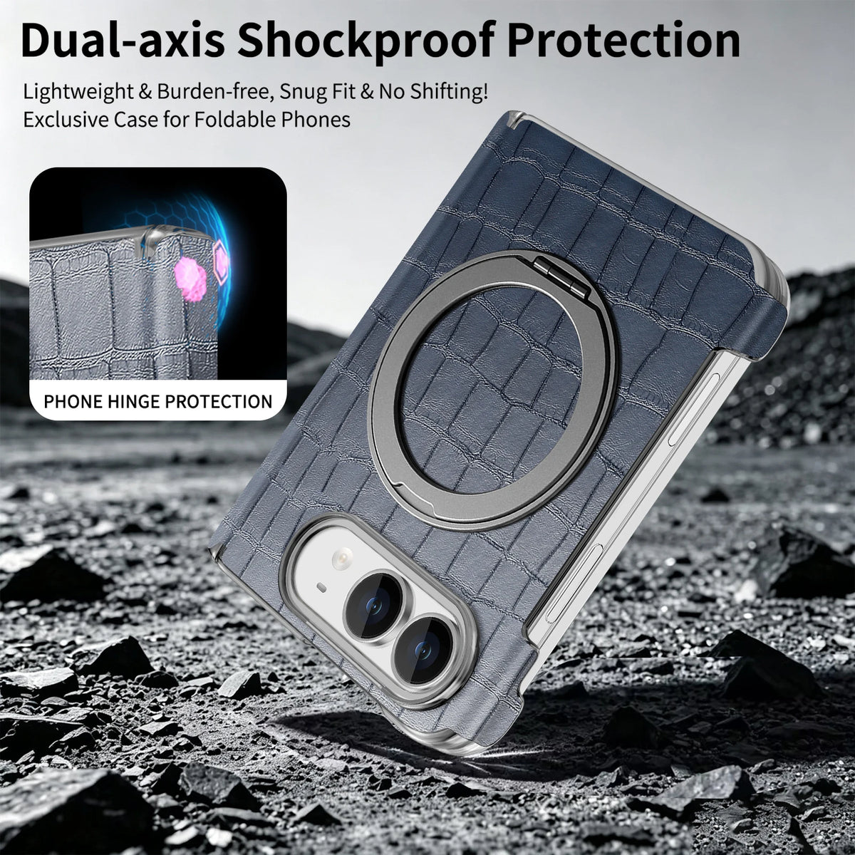 Textured Leather Ring Stand Case for iPhone Duo