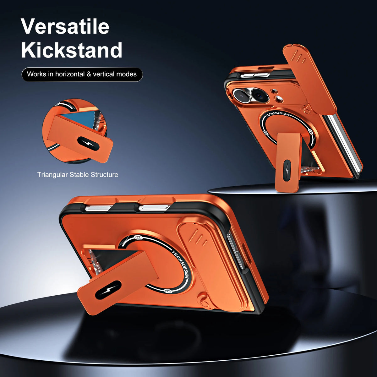 Magnetic Lens Cover Kickstand Case for iPhone Duo
