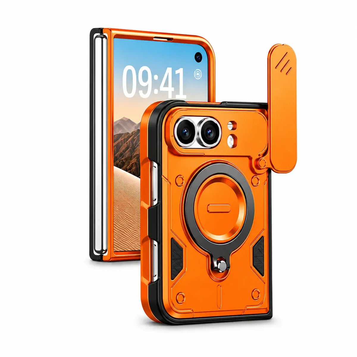 Armor Lens Cover Ring Stand Case for iPhone Duo