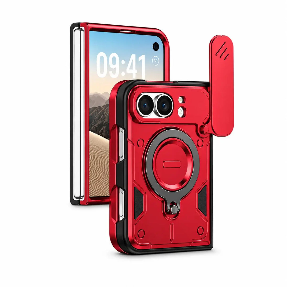 Armor Lens Cover Ring Stand Case for iPhone Duo
