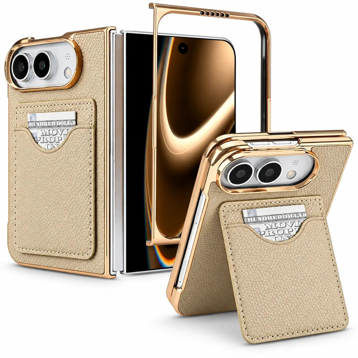 Leather Wallet Stand Case for iPhone Duo