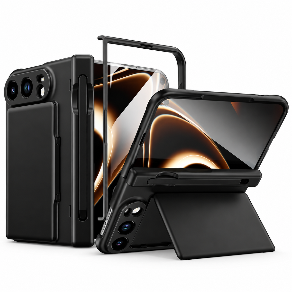 Hinge Wallet Stand Case for iPhone Duo
