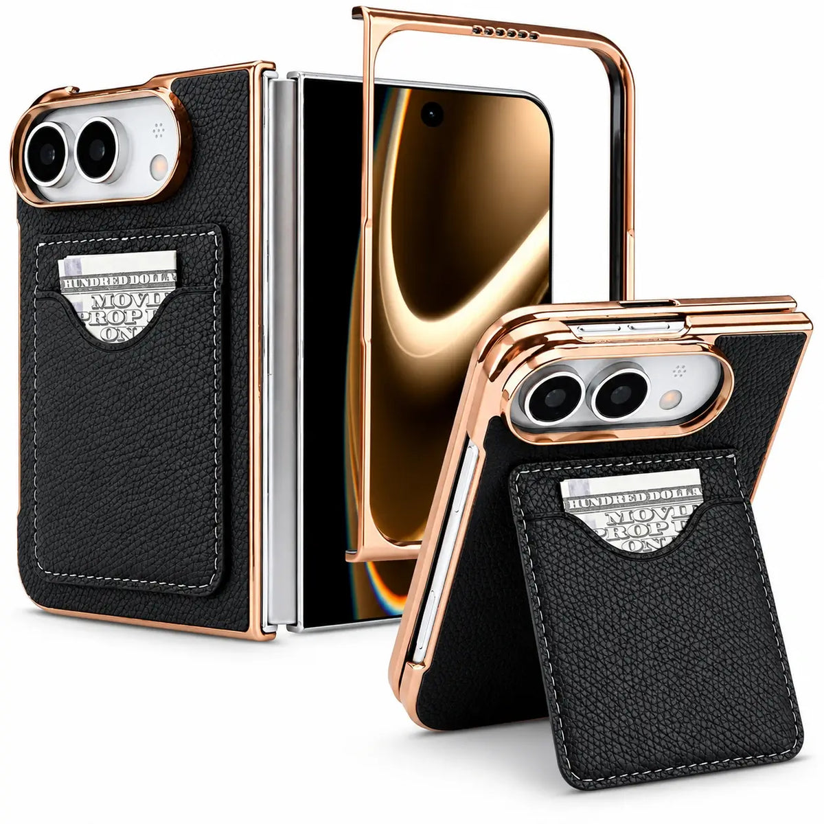 Leather Wallet Stand Case for iPhone Duo