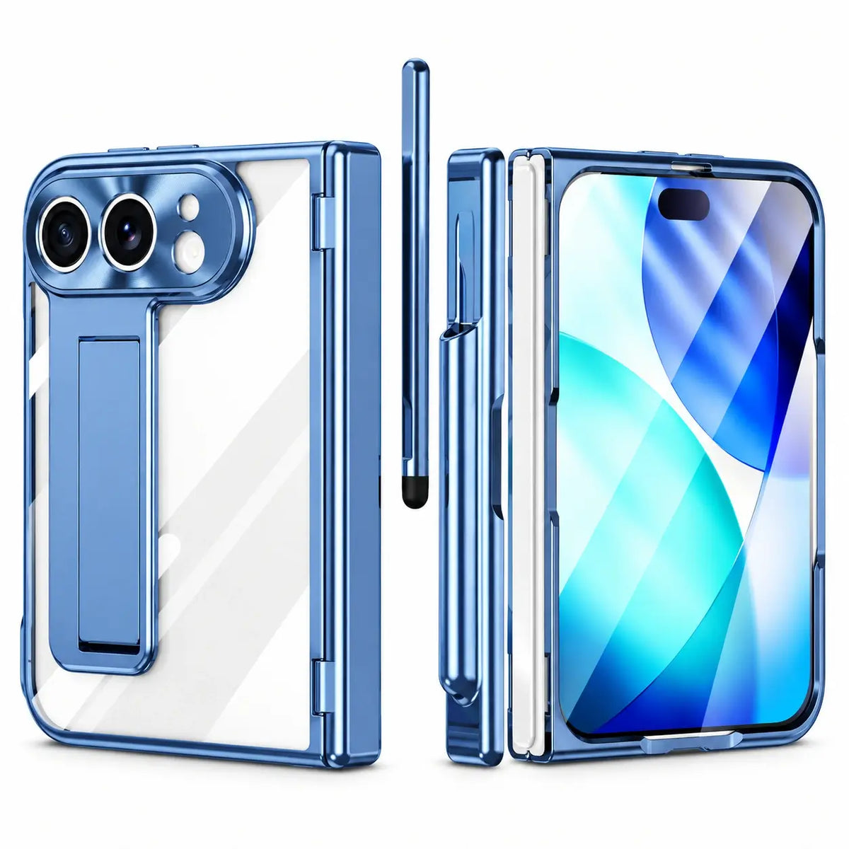 Clear Kickstand Case With Pen Slot for iPhone Duo