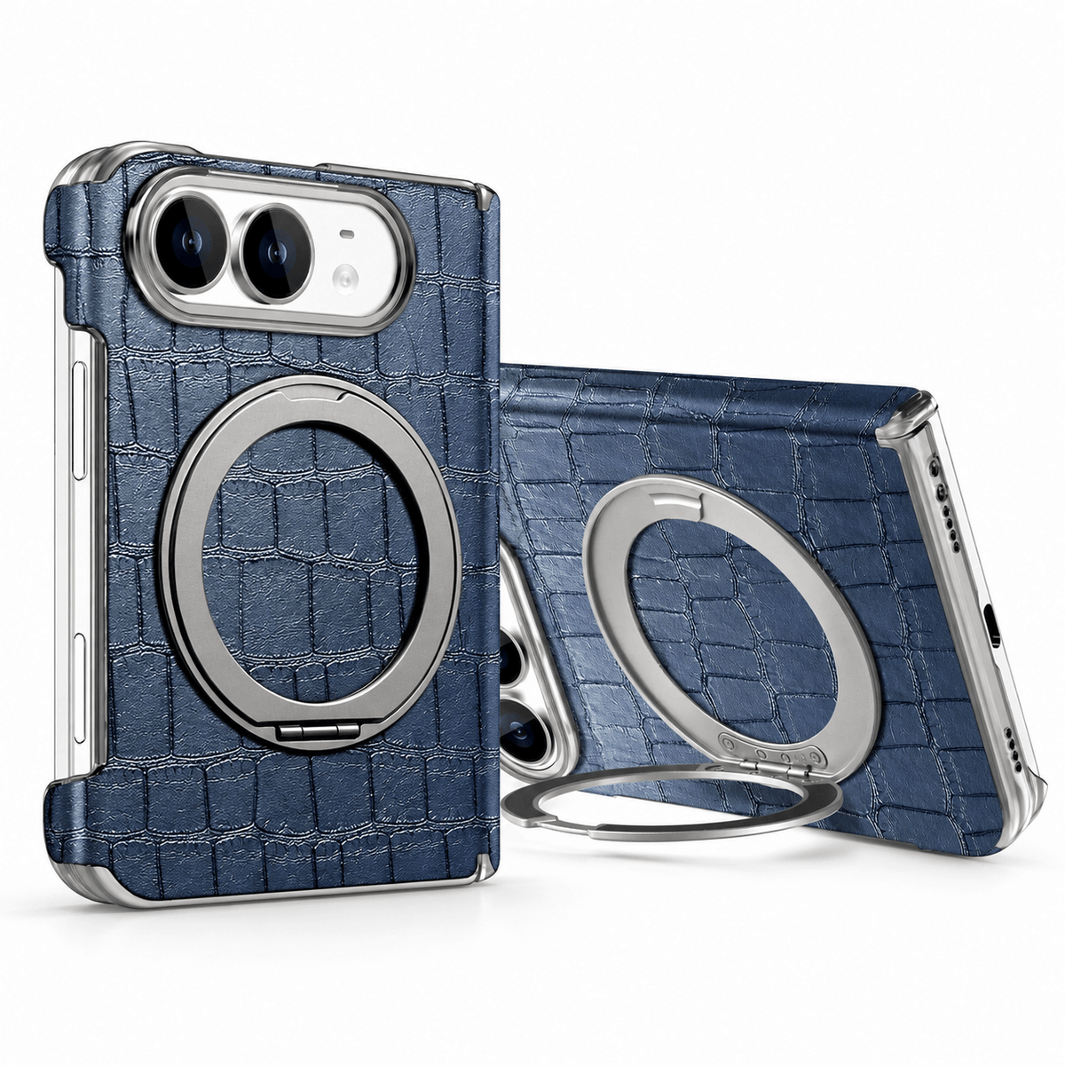 Textured Leather Ring Stand Case for iPhone Duo