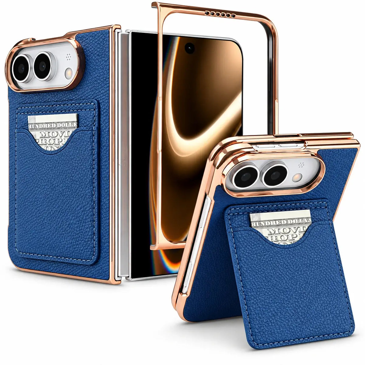 Leather Wallet Stand Case for iPhone Duo