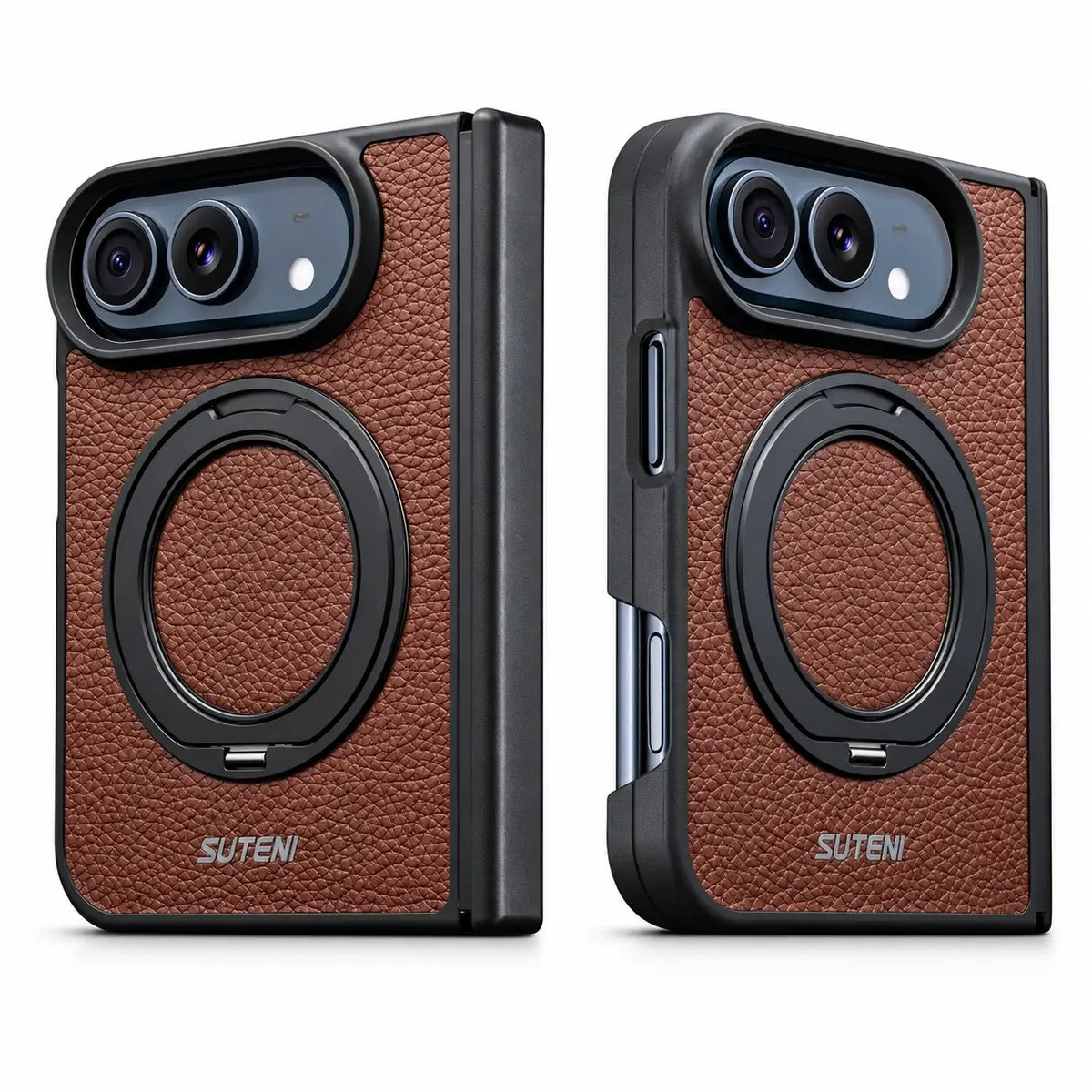 Leather Magnetic Ring Stand Case for iPhone Duo