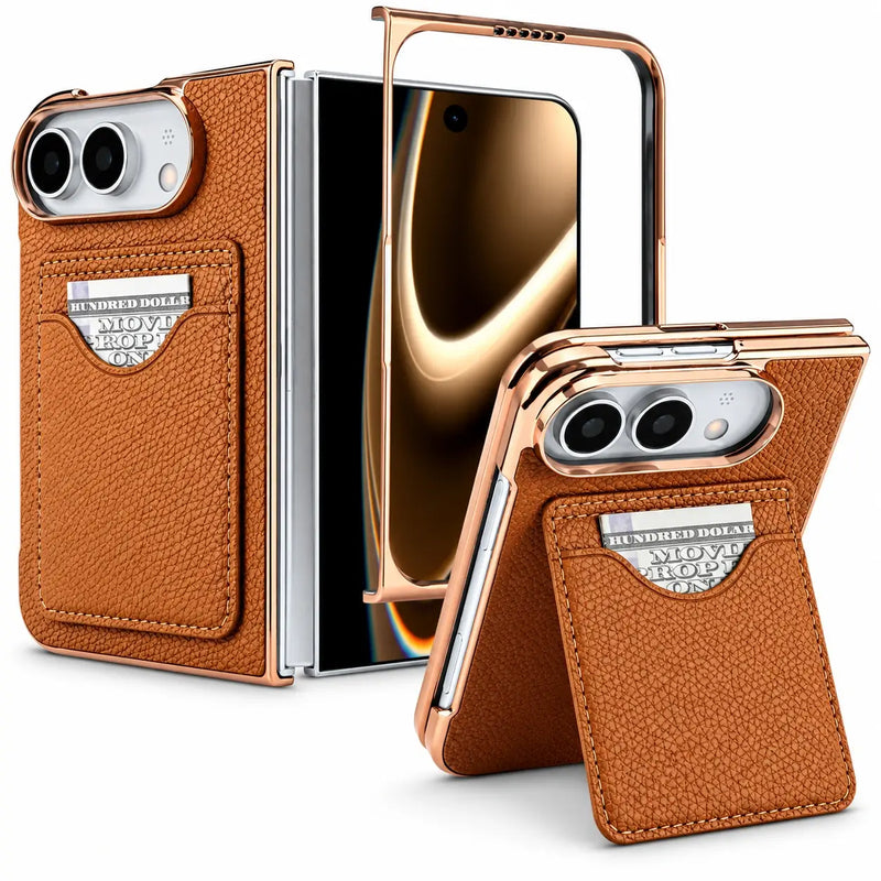 Leather Wallet Stand Case for iPhone Duo in brown