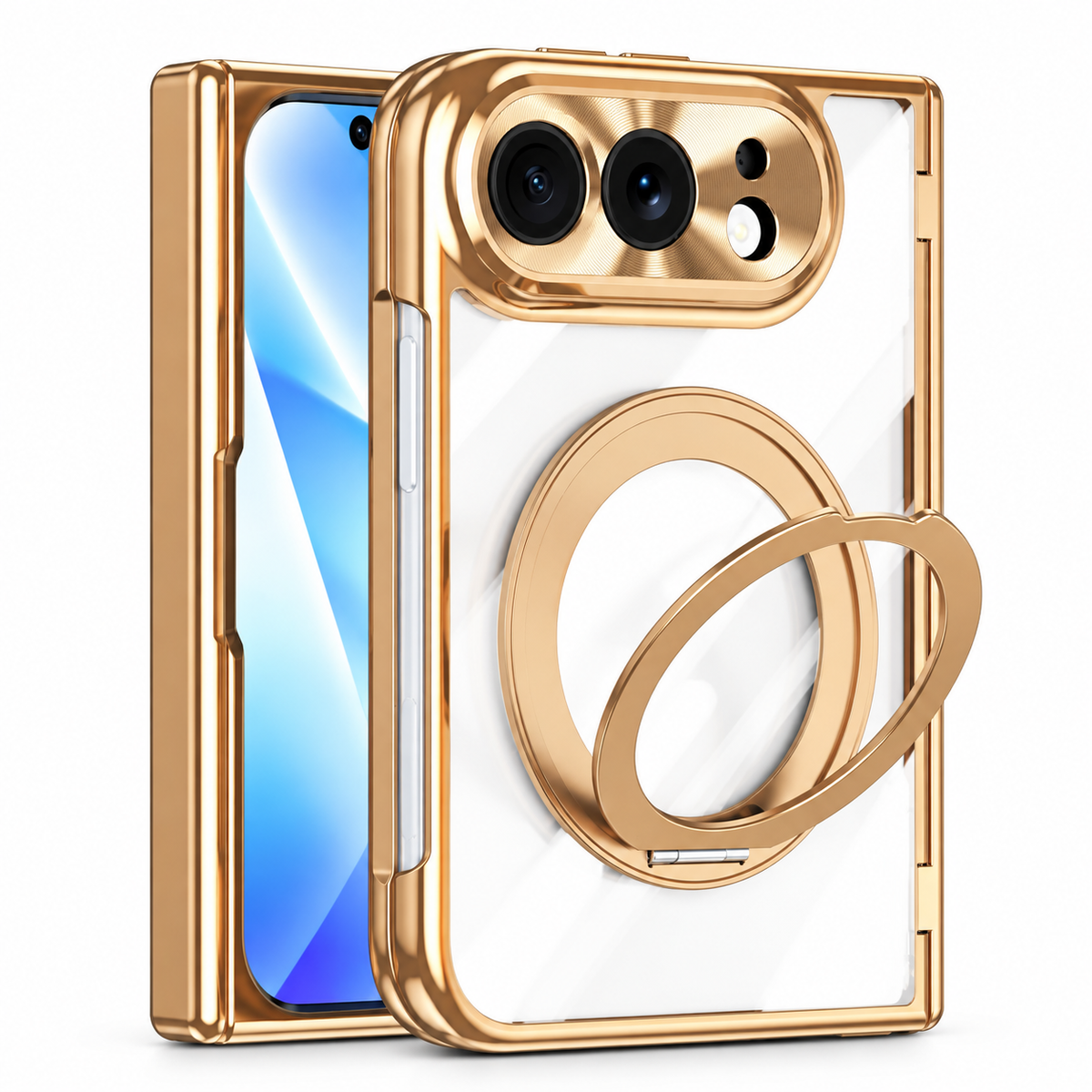 Clear Magnetic Ring Stand Case for iPhone Duo