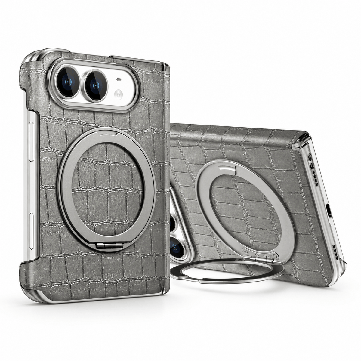 Textured Leather Ring Stand Case for iPhone Duo