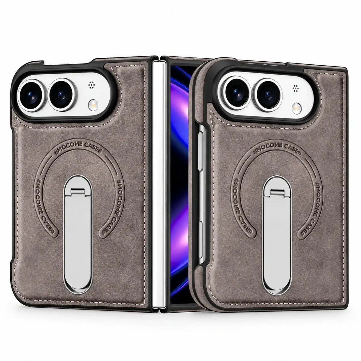 Leather Magnetic Ring Stand Case for iPhone Duo