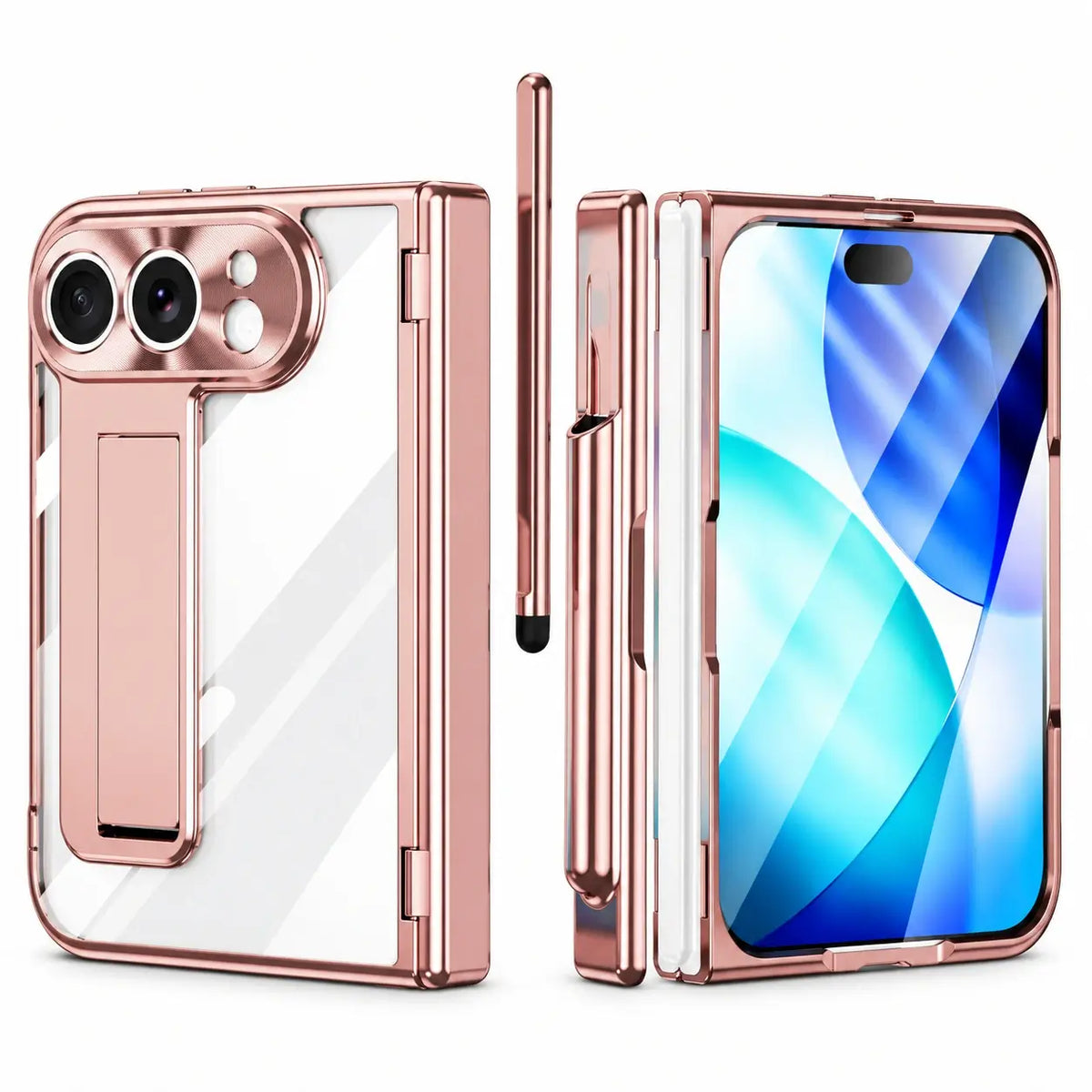 Clear Kickstand Case With Pen Slot for iPhone Duo