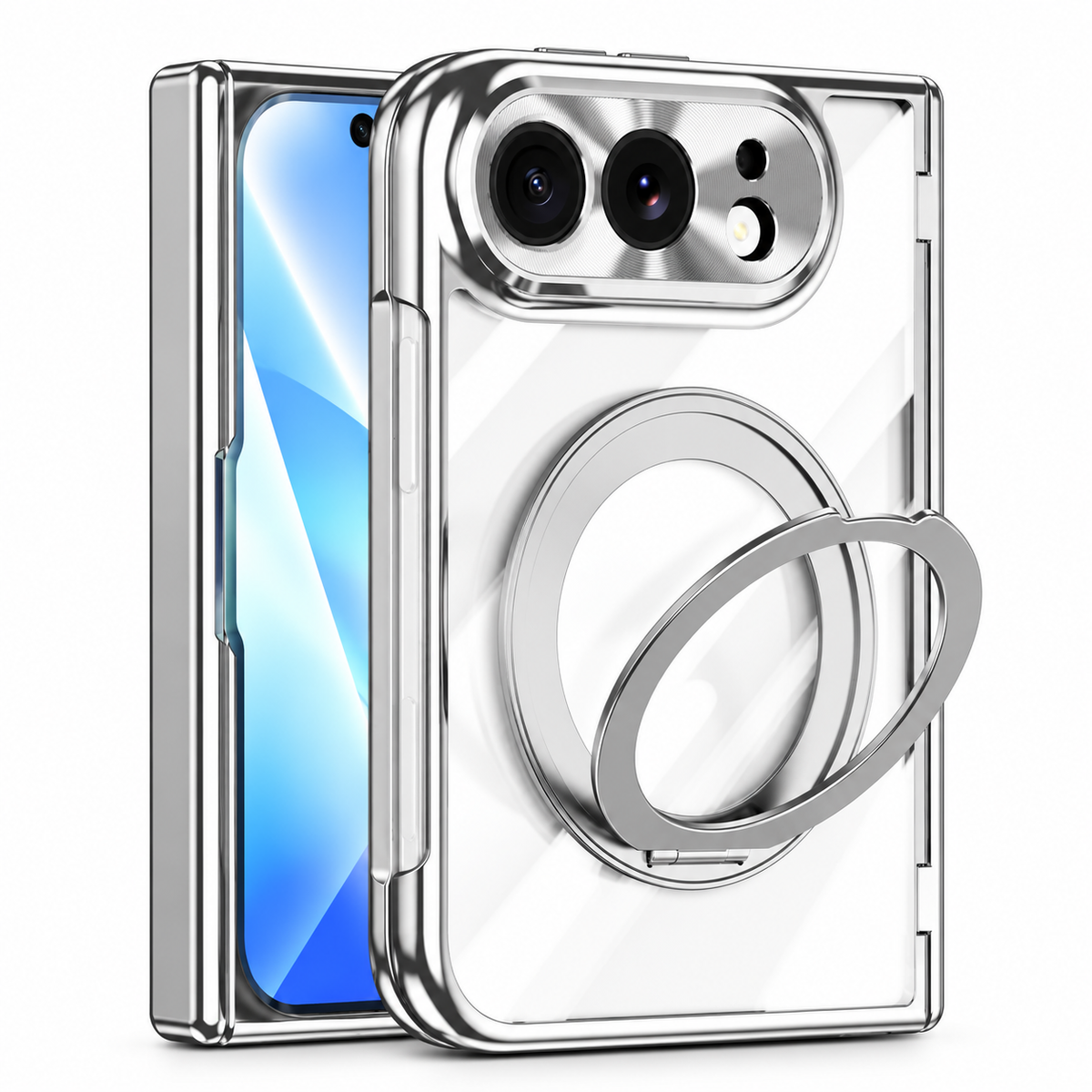 Clear Magnetic Ring Stand Case for iPhone Duo