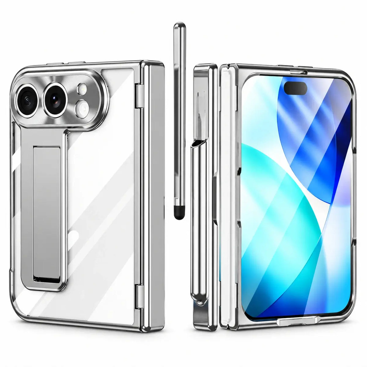 Clear Kickstand Case With Pen Slot for iPhone Duo